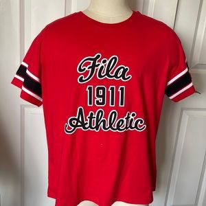 LIKE NEW “FILA 1911 ATHLETIC” T-SHIRT. Size XXL. Red w/black and white. EUC